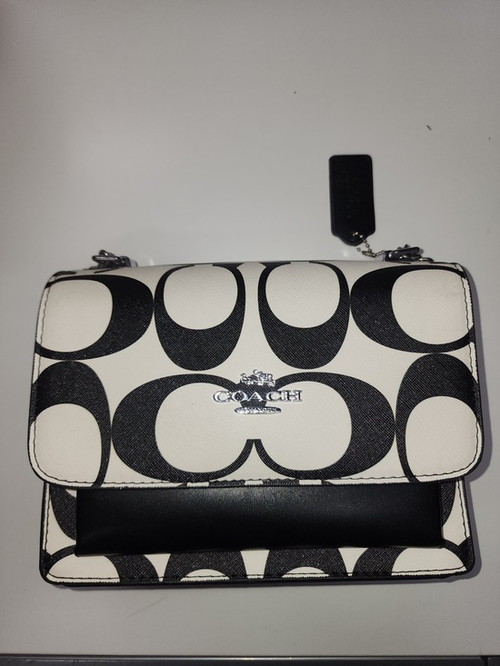 Coach Handbags - Coach Black & White Signature Crossbody with Silver Logo